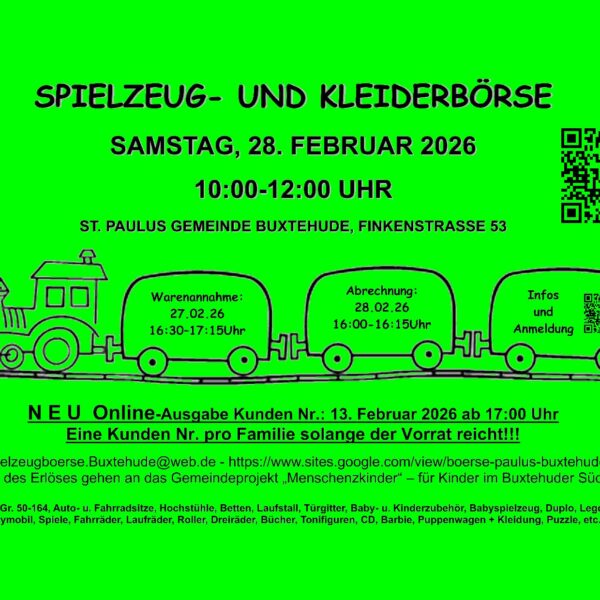 Spielzeug- und Kleiderbörse für Kinder am 28. Februar 2026 in Buxtehude.