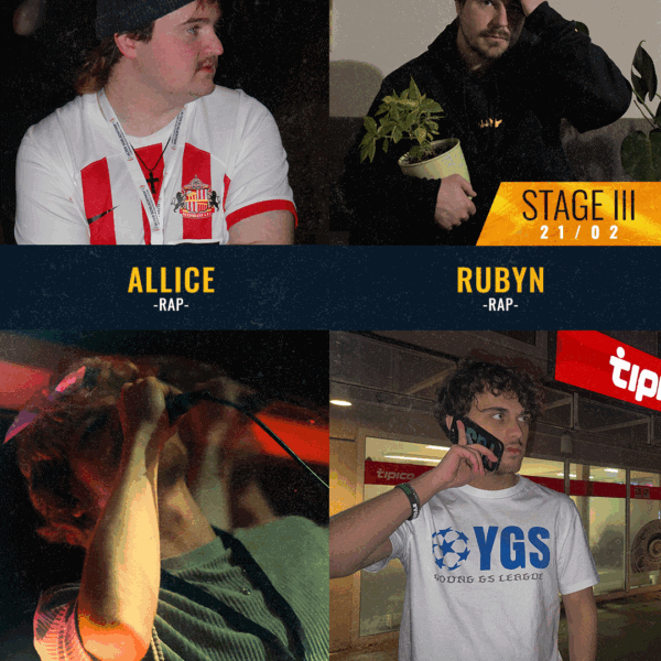Kulturkieker Stage 3: Rap-Künstler Alice, Rubyn, Jaspur Juice und Damien YGS bei einem Musikfestival.