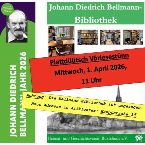 Plattdüütsch Vörlesestünn in Ooltkloster, Bibliothek, Kulturveranstaltung.